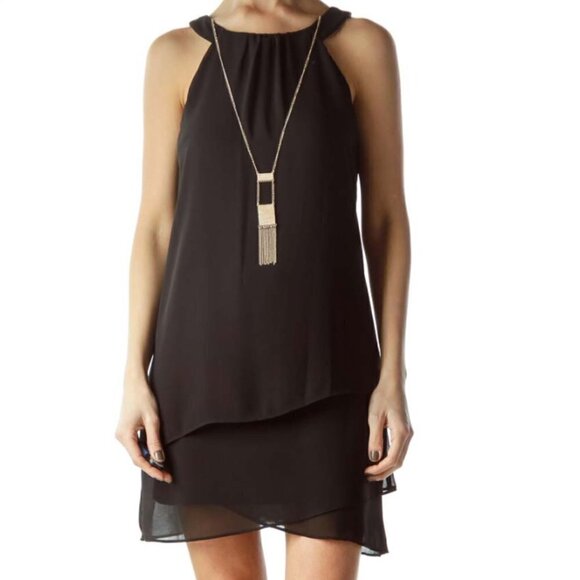BCX Black Halter Dress with Built-In Necklace - Picture 1 of 3